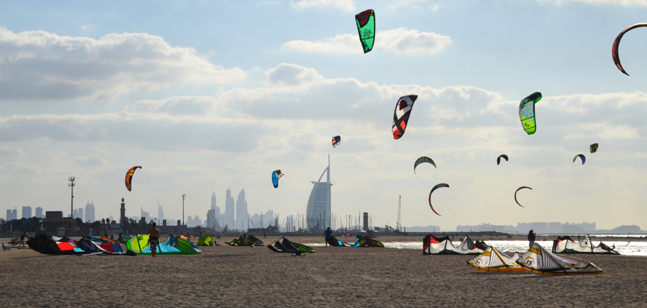 Kites flying in Kite Beach