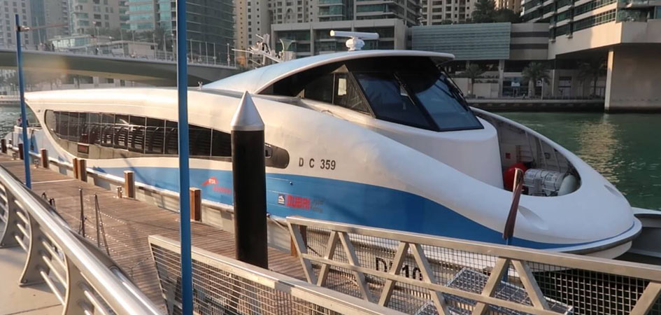 Dubai ferry in the station